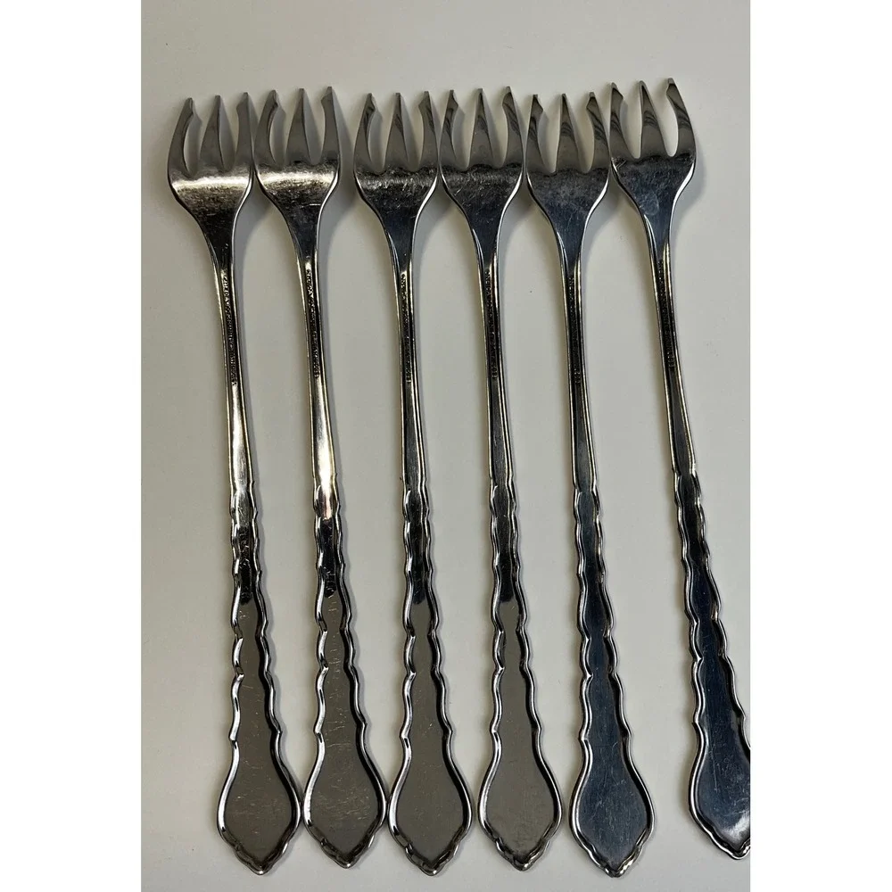 Oneida Stainless Valerie Pattern Cocktail Seafood Forks Set of 6 Vintage